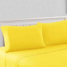 Queen Yellow Solid 4 Piece Bed Sheet Set 1000 Thread Count 100 Egyptian Cotton