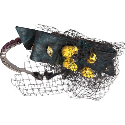 Dolce & Gabbana Diadem Schwarz Zitronen Sizilien Lila Kristall Netz Stirnband 2970usd