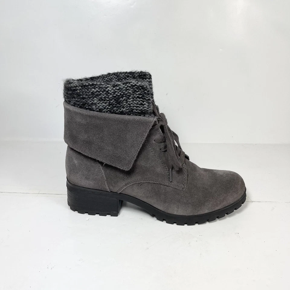Zapatos Lucky Brand para mujer 8M grises botas de combate con cordones gamuza/tela Foto 3 de 4