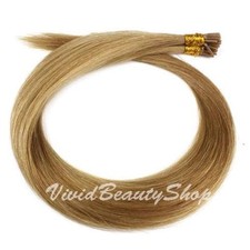 100 I Stick Tip Micro Rings Straight Remy Human Hair Extensions Honey Blonde 16