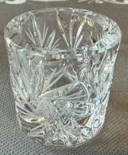 West Germany 24% Lead Crystal Tealight Votive Candle 2 1/4" Cut Glass Starburst