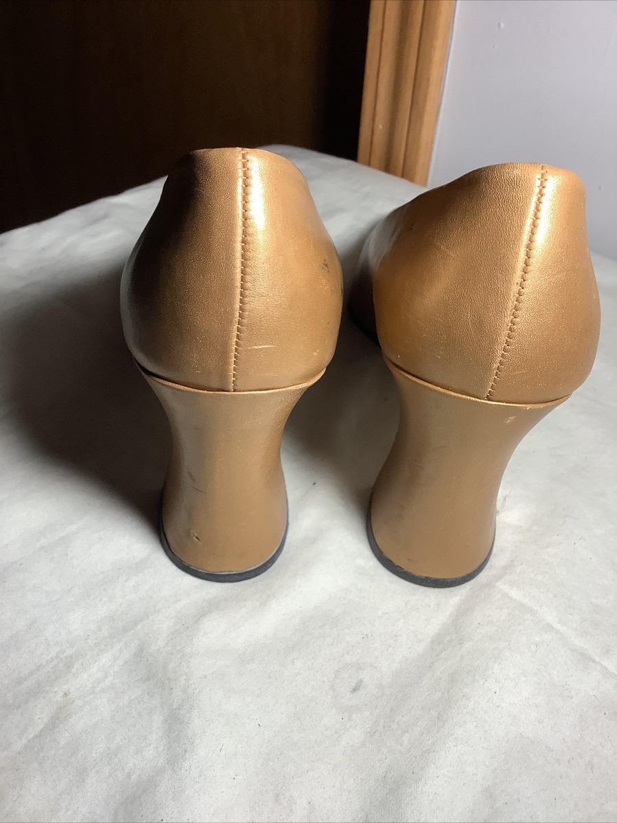 Nine West Davina Gold Leather Womens 8.5 Made In Brazil Pumps | eBay