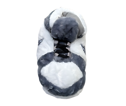 Air Jordan 1 Fluffy Sneakers Slippers GREY BLACK WHITE Soft Unisex Sizes 6-11 - Picture 4 of 4