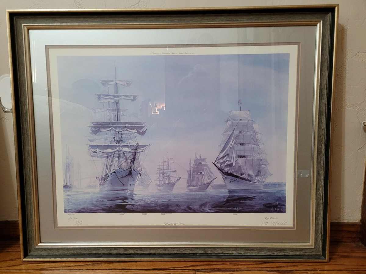 Kipp Soldwedel SIGNED & Framed Newport 1976 Tall Ships Lithograph