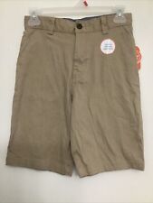 Wonder Nation Boys Flat Front Shorts Beige Size 14 NWT Stretch Adjustable Waist