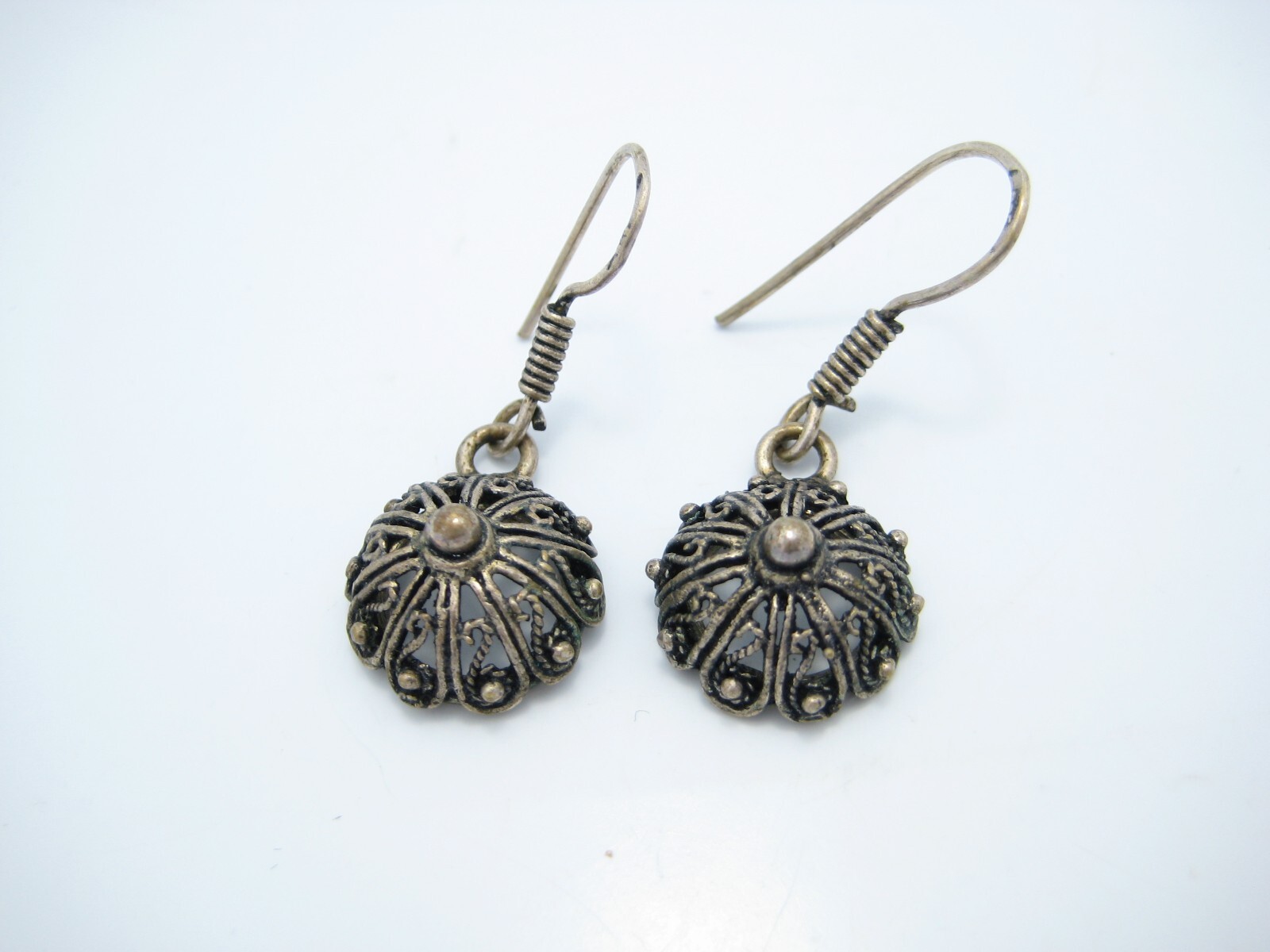 Sterling Silver Round Scroll Dot Pattern Open Cut… - image 1