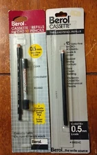 2 New Berol Cassette Mechanical Pencil 0.5 mm Lead and Eraser Refills