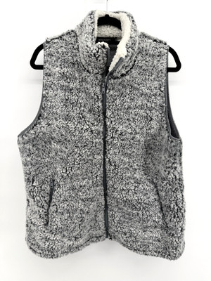 Merokeety Sherpa Vest Women XXL Gray Fur Teddy Bear Soft Cozy Full Zip Pockets