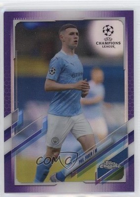 2020 Topps Chrome UEFA Champions League Purple Refractor 178/250 Phil Foden 10ke