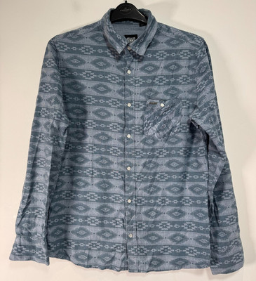 Animal Hemd Herren mittelblau Azteken Navajo Button Down Langarm Perlen Druckknopf