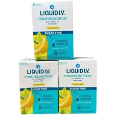 Liquid I.V. Sugar-Free Lemon Lime Hydration Multiplier 15ct Sticks (3 Boxes)