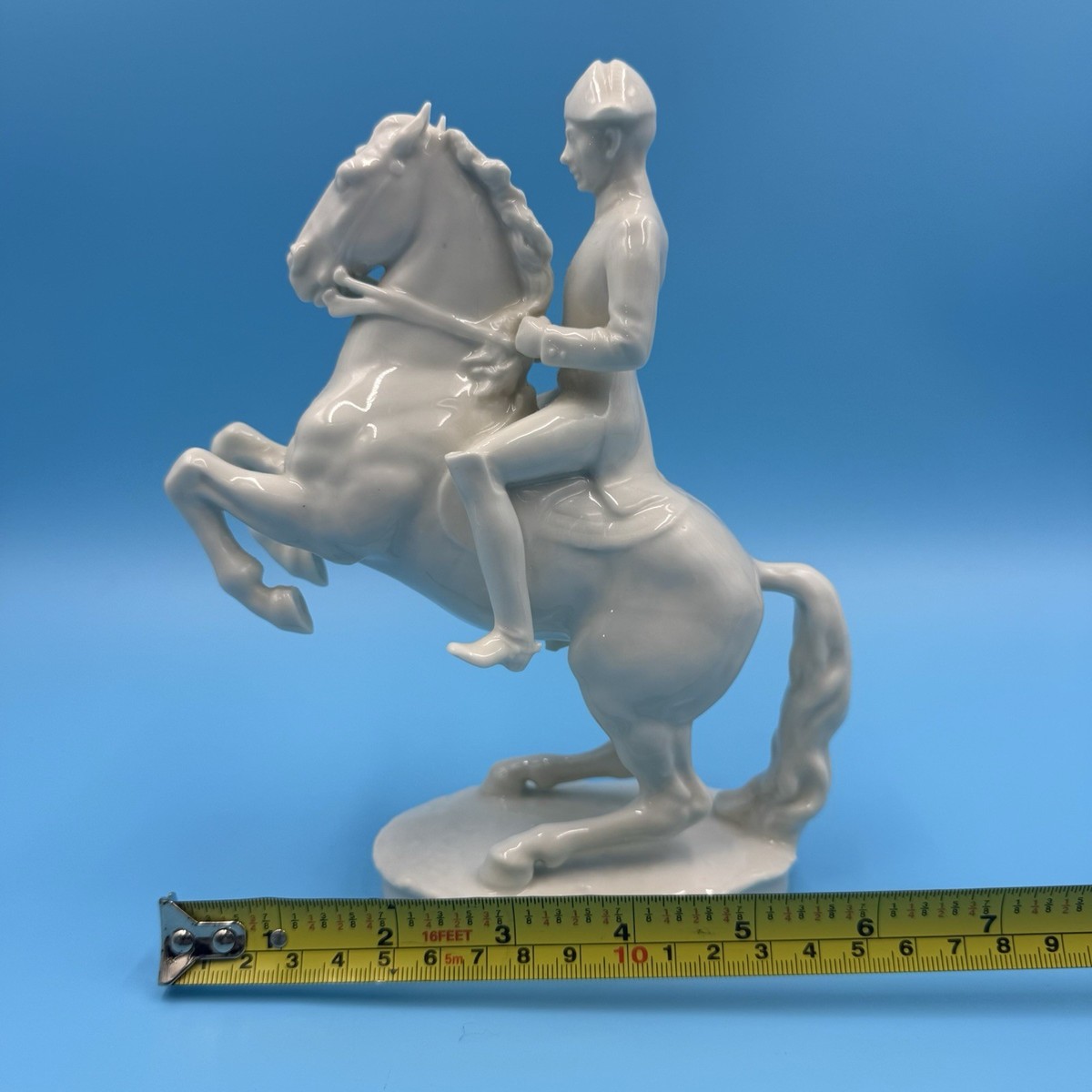 Signed Carl Werner Hutschenreuther 8” Porcelain Horse Rider