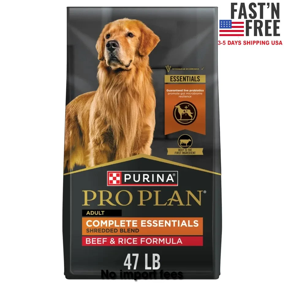 Purina Pro Plan Adult Shredded Blend Beef & Rice Formula Dry Dog Food, 47-lb bag