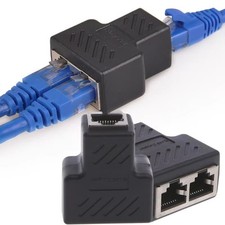 RJ45 Splitter Adapter 1 to 2 Ways Dual Female Port CAT6/5/7 LAN Ethernet Cable