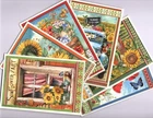 SUNFLOWER ART (6PK) HANDMADE 4x6 EPHEMERA POCKET CARDS Double-Sided