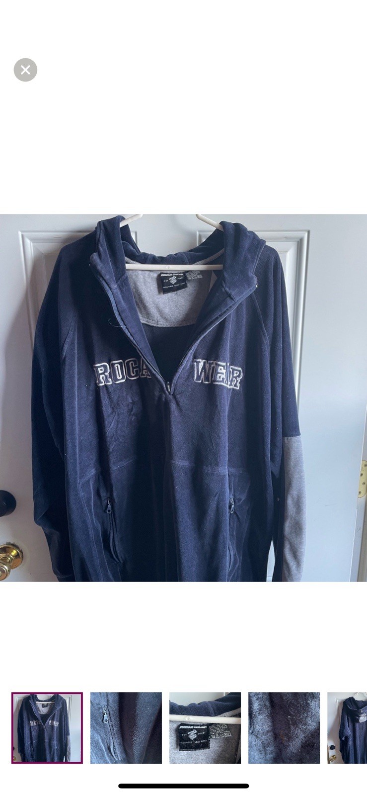 ROCAWEAR Size 5XLG Velour Hoodie. NWOT - Very Good Plus Conf Condition  MENS