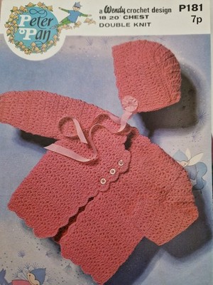 COPY Baby Häkelanleitungen DK Matinee Mantel Mütze 18-20'' Peter Pan 181