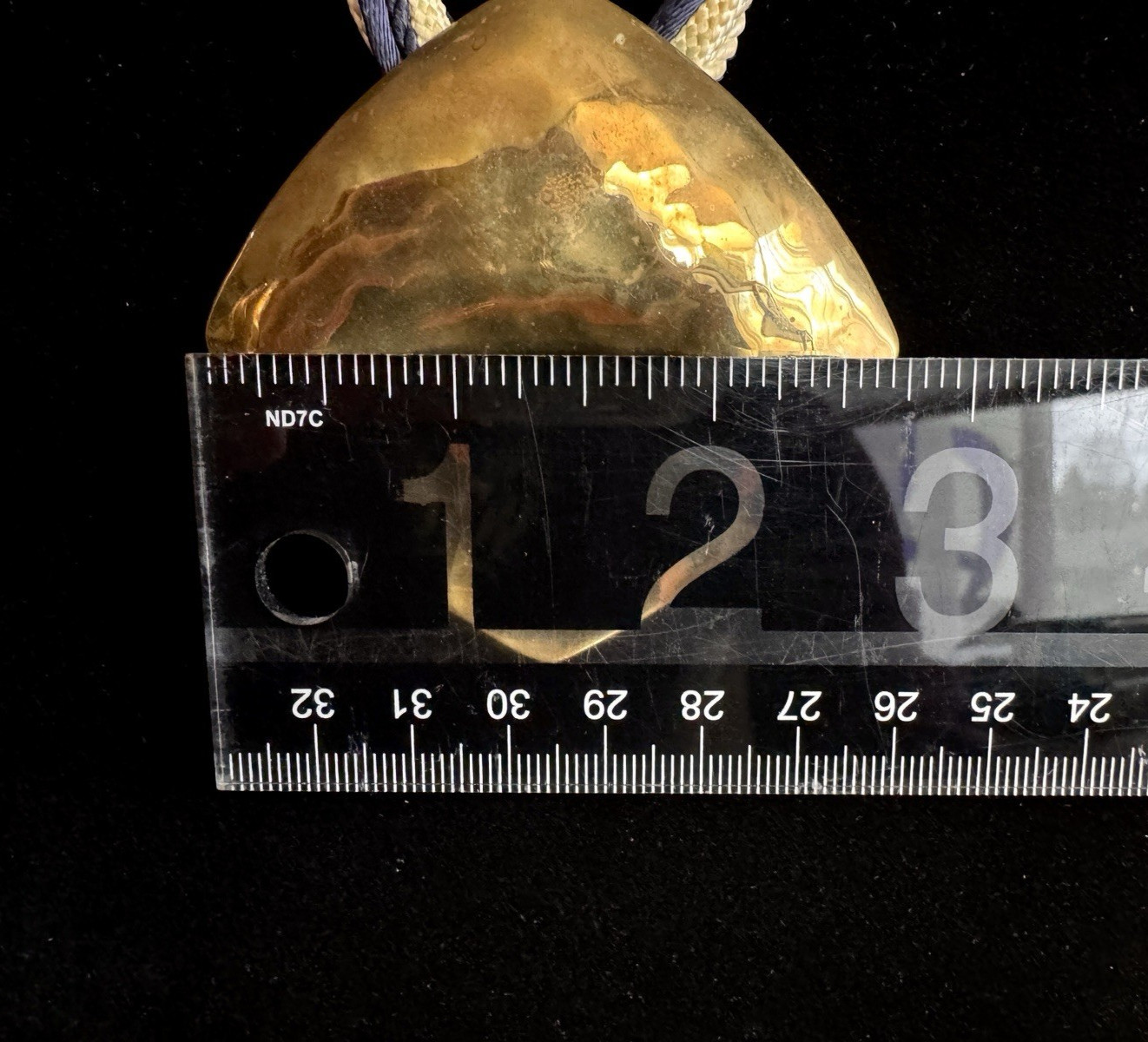 HARIF Signed Hammered Brass Statement Pendant Nec… - image 8