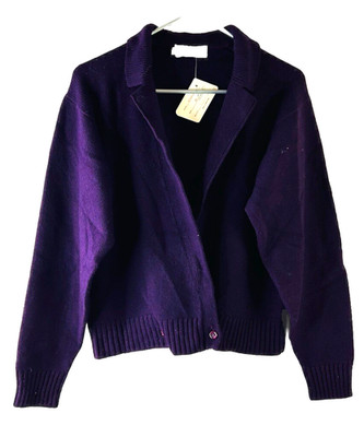 NOS Vintage 80s Womens Small Lambswool Cardigan Sweater Coat Quiet Luxury