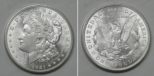 X7426  1921-D Morgan Dollar, AU+++/BU