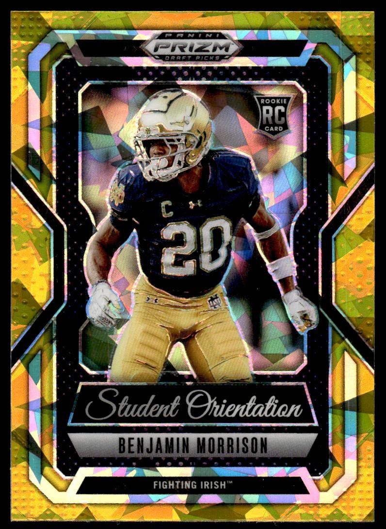 Benjamin Morrison 2025 Panini Prizm Draft #21 Gold Ice Notre Dame Football Card