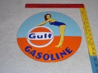 VINTAGE 1953 "GULF GASOLINE MARILYN MONROE" 11 3/4" PORCELAIN METAL GAS OIL SIGN