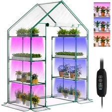 SUNYRISY Indoor Greenhouse with Grow Lights Plant Stand Shelf 56"L x 29"W x 77"H