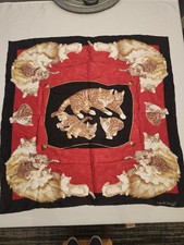 Beautiful Vintage 1990s NICOLE DE BEAUVOIR Mama Cats  Kittens 100 Silk Scarf