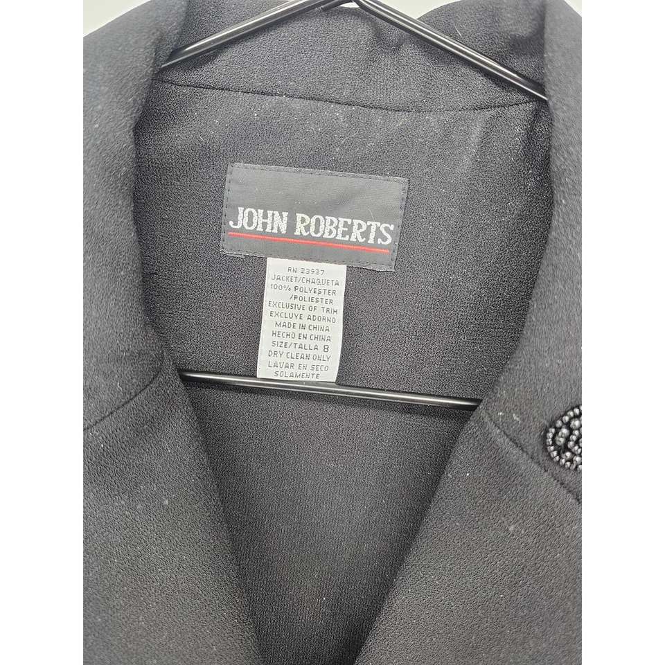 Blazer chaqueta vintage John Roberts para mujer talla 8 negro cuello con cuentas Foto 4 de 4