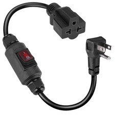 1.5FT 16AWG Outdoor Waterproof Extension Cord Switch,20A switch, black