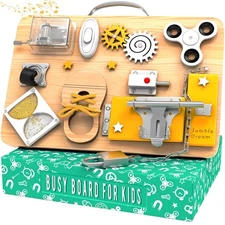 Jumble Dream Wooden Montessori Busy Board for Toddlers Autism Autism Sensory Toy