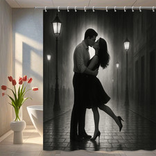 Chic Black and White Shower Curtain for Romantic Home Decor