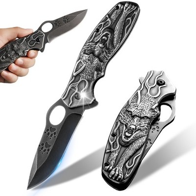 schwarzer Titanbeschichtung, scharfes Taschenmesser, Einhand-Überlebensmesser