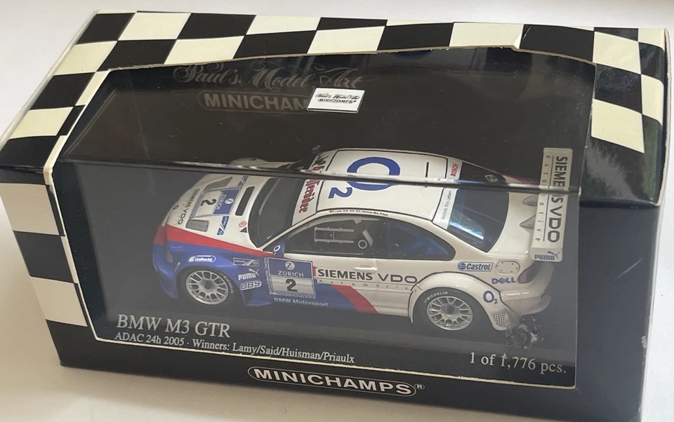 Modelo de coche BMW M3 GTR ADAC 2005 diecast Priaulx Lamy Minichamps 400 052302 1:43 Foto 2 de 4
