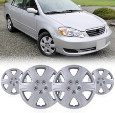Set Of 4 15 Inch Silver Wheel Cover Snap-on Hubcaps For 2005-2008 Toyota Corolla