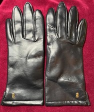 VINTAGE BILL BLASS WOMEN'S BLACK LEATHER DRIVING GLOVES 10" LONG SIZE 6.5