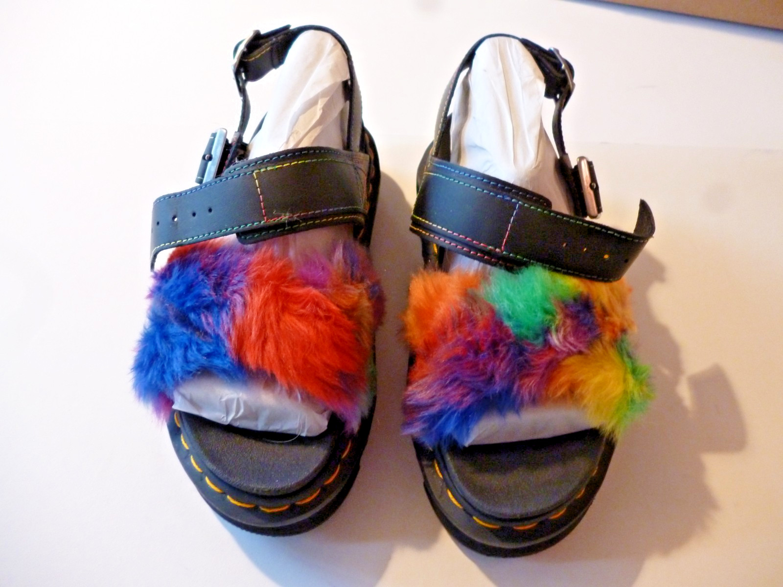 Dr Martens Voss II Fluffy Multi Rainbow + Black Womens Sandals UK 4 EU 37 image 2
