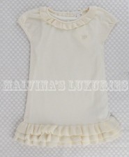 GIRLS GUCCI DRESS WOOL & CASHMERE DELICATE RUFFLES LOGO & CRYSTAL DETAIL sz 3