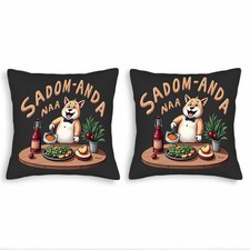 Set of 2 Throw Pillow Covers 18x18in - Cartoon Dog Design