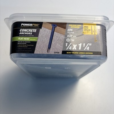 Power Pro Concrete Anchors 1/4 x 1.25 Flat Head T30 225 Pc