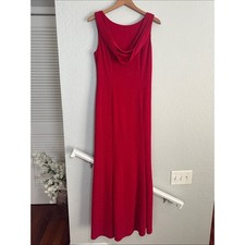 Adrianna Papell Evening Sparkly Red Gown Maxi Cowl Neck Evening Holiday Formal