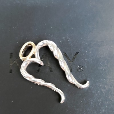 KAY 925 Sterling Silber Engelsflügel Herz Heiligenschein Anhänger Charm bicolor