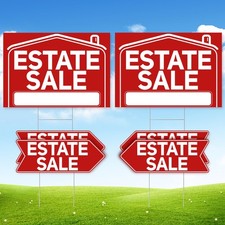 6 Pcs Estate Sale Signs w/Stakes, 2 Foldable Extra-Large 24" Estate Sale Kit