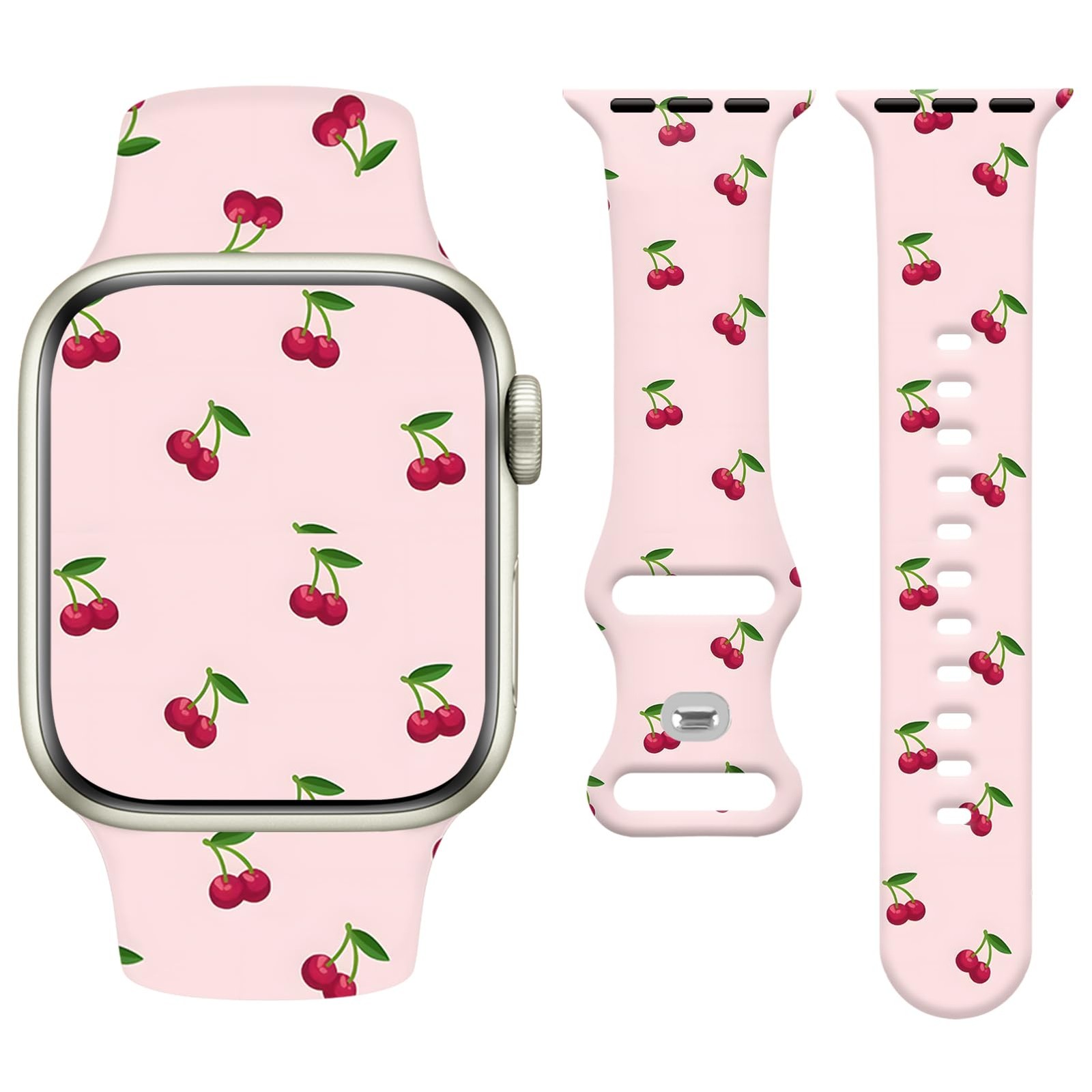Bracelet Cerise Apple Watch compatible boîtier 38mm 40mm 41mm 42mm