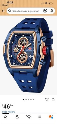 MINI FOCUS Men's Sport Quartz Watch Chronograph Wristwatch Orange Silicone Strap
