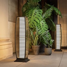 Grand patio Outdoor Floor Lamp Solar Powered Lantern Waterproof Wicker Boho D...