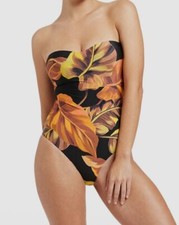 220 Jets Women's Black Palmas Bandeau One Piece Swimsuit Size AU 8 / US 4