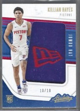 KILLIAN HAYES 2020-21 PANINI ABSOLUTE JUMBO HAT PATCH ROOKIE RC #D 10/10