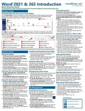 Word 2021 & 365 Training Guide Quick Reference Card Cheat Sheet Instructions