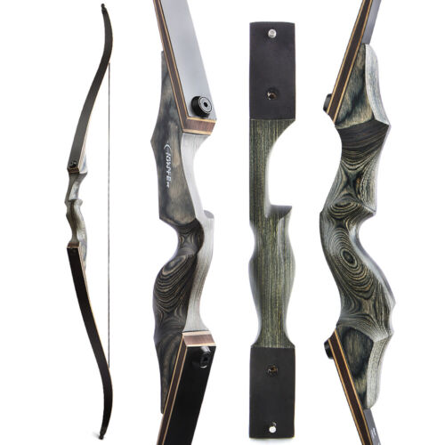 60" Takedown Recurve Bow 20-60lbs Wooden Longbow Archery Hunting Black Hunter - Picture 12 of 46